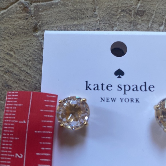 Kate Spade Bright Ideas Round CZ Stud Earrings Blue Clear Gold NWT - Picture 8 of 9